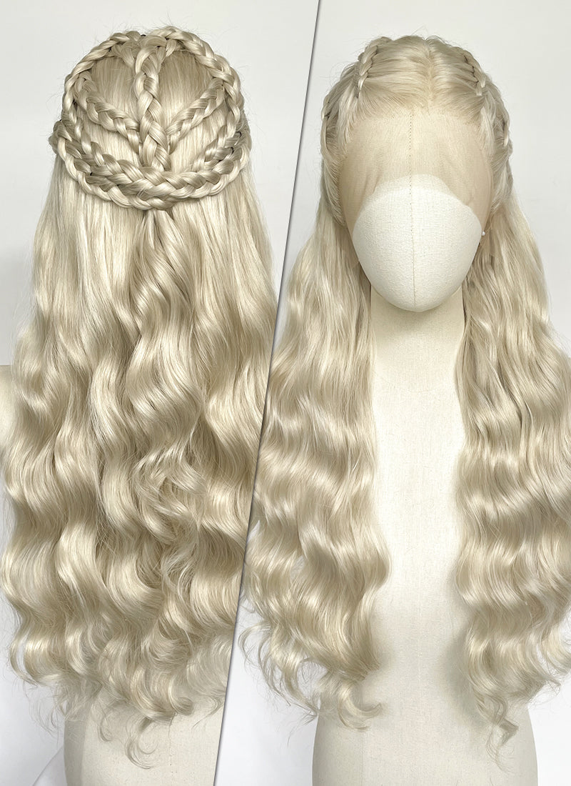 Game of Thrones Daenerys Targaryen Light Ash Blonde Braided Lace Front Synthetic Wig LF2191