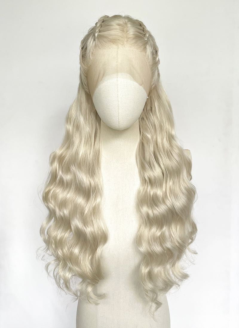 Game of Thrones Daenerys Targaryen Light Ash Blonde Braided Lace Front Synthetic Wig LF2191