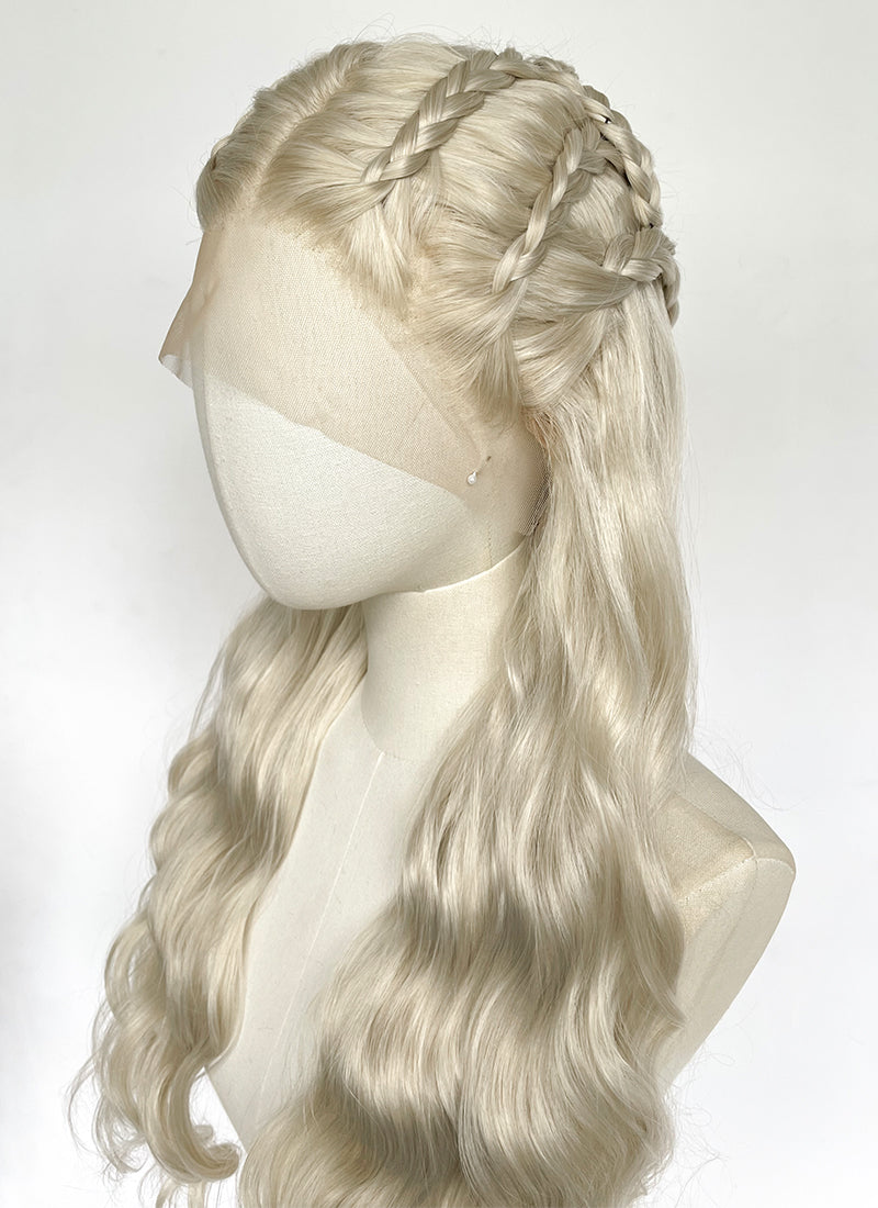 Game of Thrones Daenerys Targaryen Light Ash Blonde Braided Lace Front Synthetic Wig LF2191