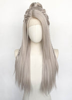 Pastel Blondish Grey Braided Yaki Lace Front Synthetic Wig LF2193