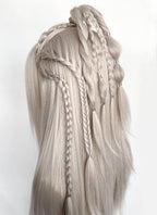Pastel Blondish Grey Braided Yaki Lace Front Synthetic Wig LF2193