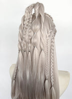 Pastel Blondish Grey Braided Yaki Lace Front Synthetic Wig LF2193