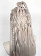 Pastel Blondish Grey Braided Yaki Lace Front Synthetic Wig LF2193