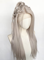 Pastel Blondish Grey Braided Yaki Lace Front Synthetic Wig LF2193