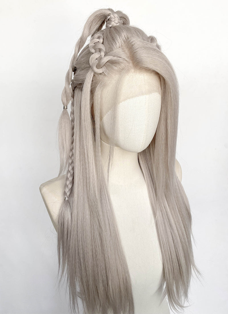 Pastel Blondish Grey Braided Yaki Lace Front Synthetic Wig LF2193