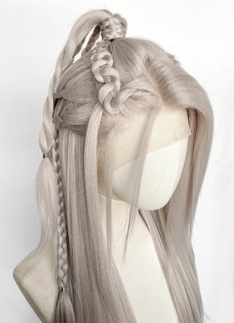 Pastel Blondish Grey Braided Yaki Lace Front Synthetic Wig LF2193