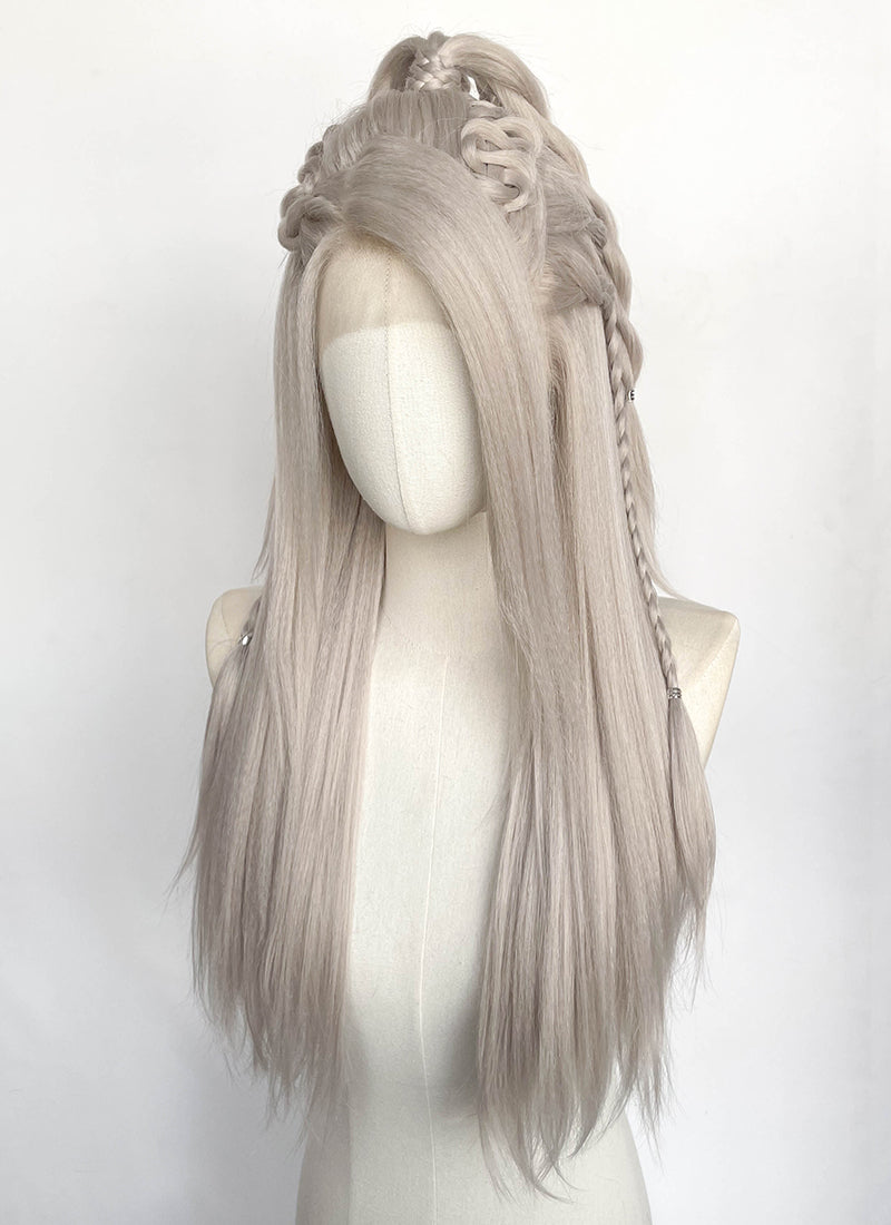 Pastel Blondish Grey Braided Yaki Lace Front Synthetic Wig LF2193