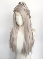 Pastel Blondish Grey Braided Yaki Lace Front Synthetic Wig LF2193