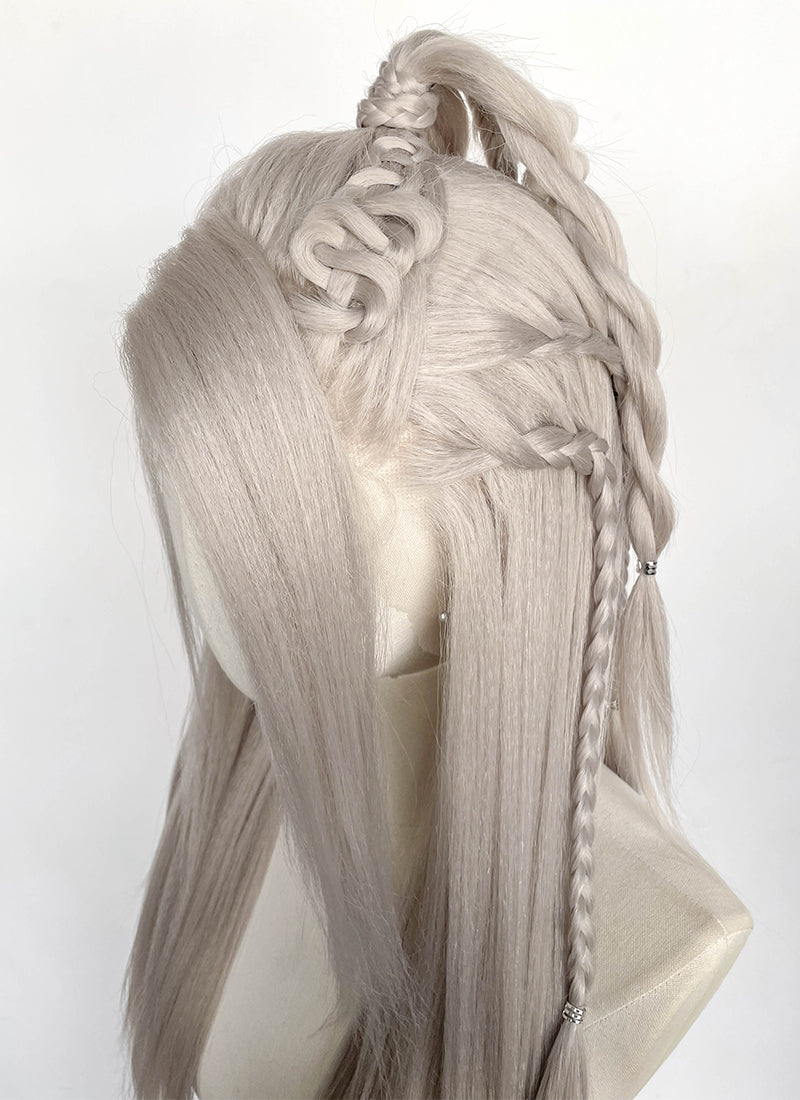 Pastel Blondish Grey Braided Yaki Lace Front Synthetic Wig LF2193