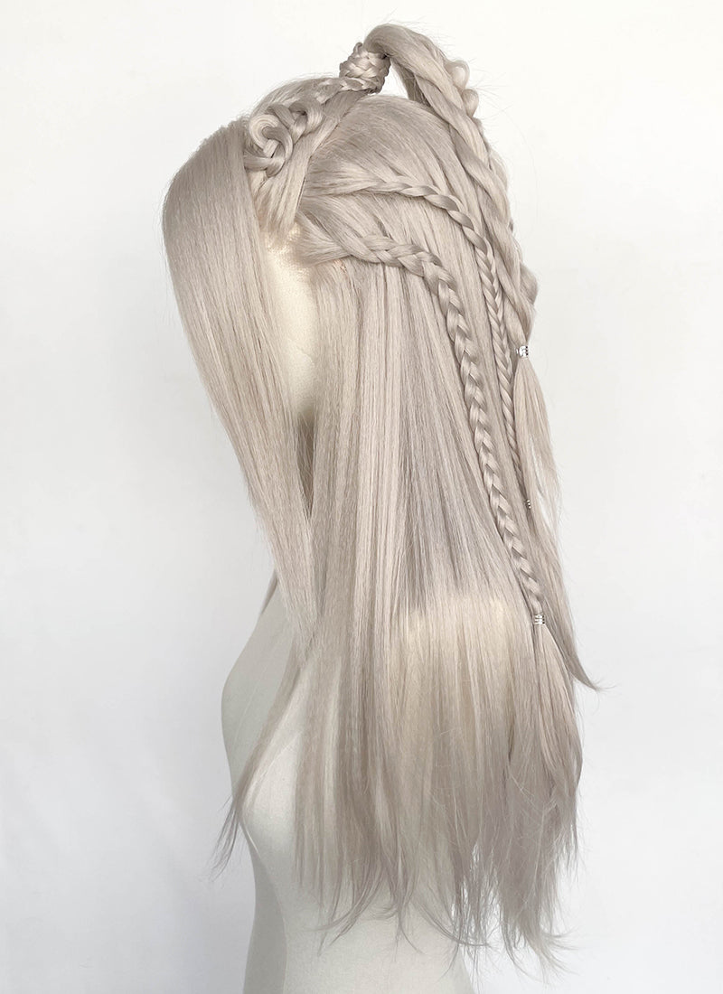 Pastel Blondish Grey Braided Yaki Lace Front Synthetic Wig LF2193