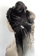 Black Grey White Ombre Braided Yaki Lace Front Synthetic Wig LF2194