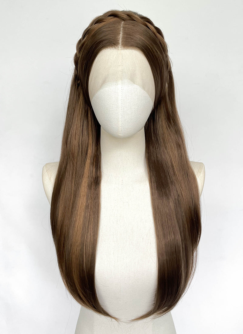 Barbie as the Princess and the Pauper Queen Erika Brunette Braided Lace Front Synthetic Wig LF2196