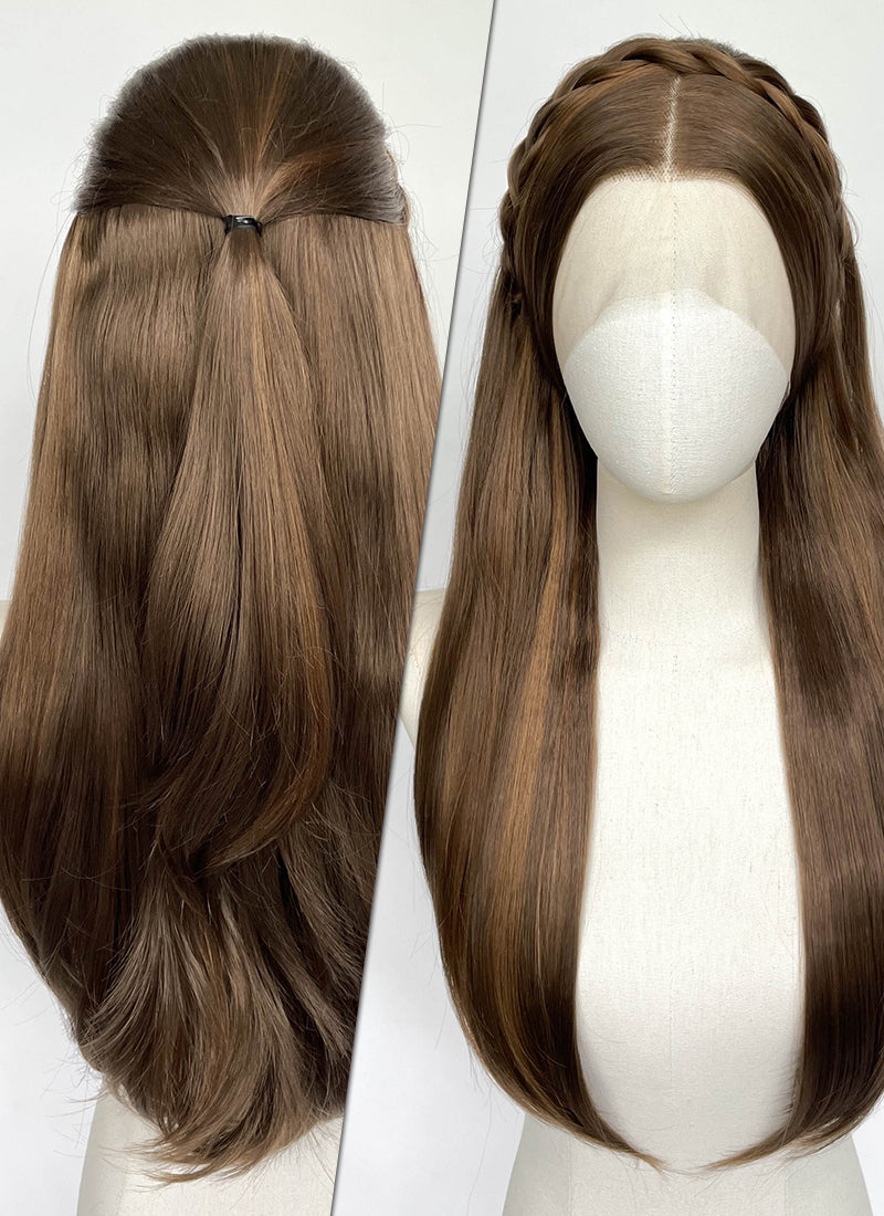 Barbie as the Princess and the Pauper Queen Erika Brunette Braided Lace Front Synthetic Wig LF2196