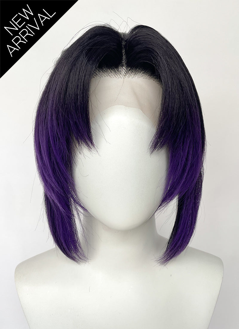 Demon Slayer: Kimetsu no Yaiba Shinobu Kocho Black Mixed Purple Braided Lace Front Synthetic Wig LF2197