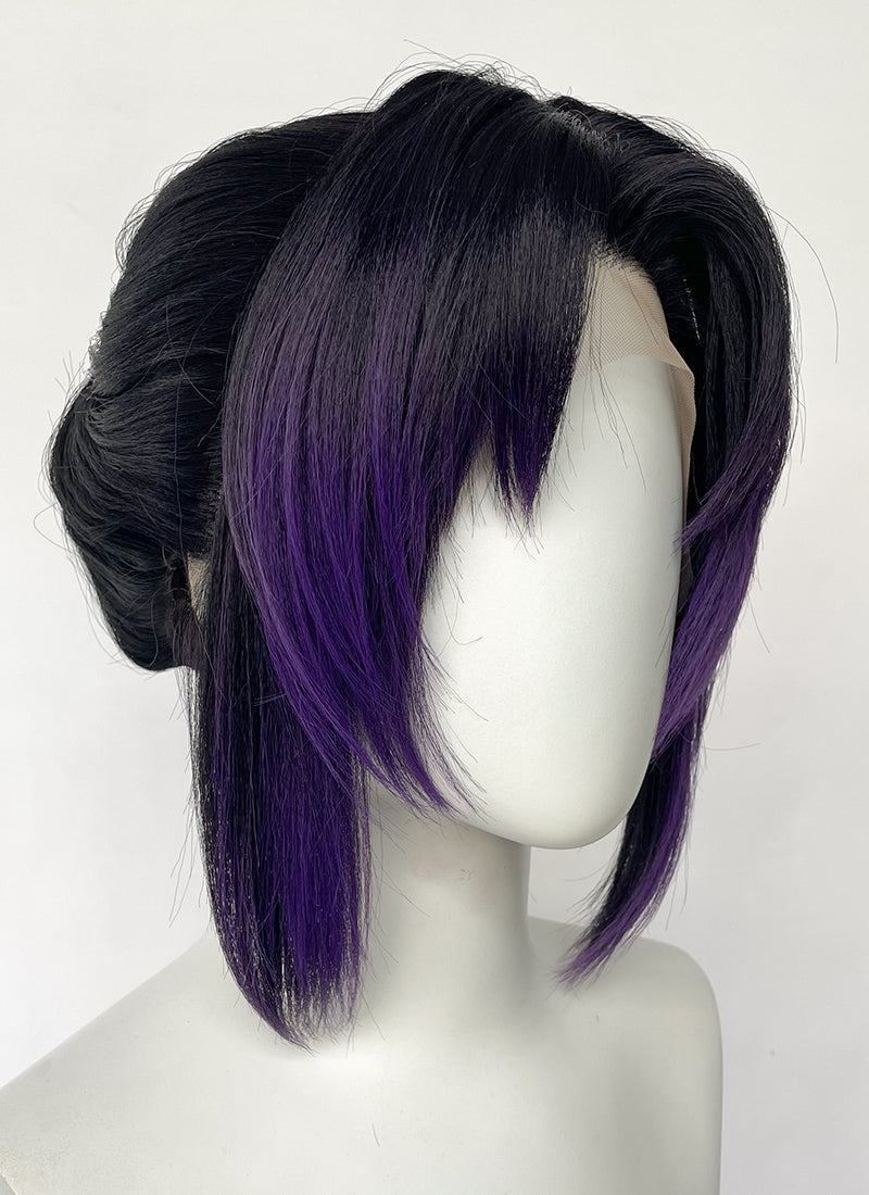 Demon Slayer: Kimetsu no Yaiba Shinobu Kocho Black Mixed Purple Braided Lace Front Synthetic Wig LF2197