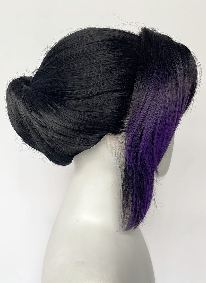Demon Slayer: Kimetsu no Yaiba Shinobu Kocho Black Mixed Purple Braided Lace Front Synthetic Wig LF2197