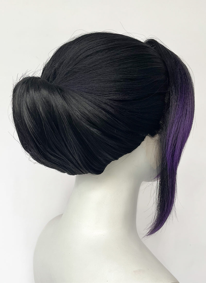 Demon Slayer: Kimetsu no Yaiba Shinobu Kocho Black Mixed Purple Braided Lace Front Synthetic Wig LF2197
