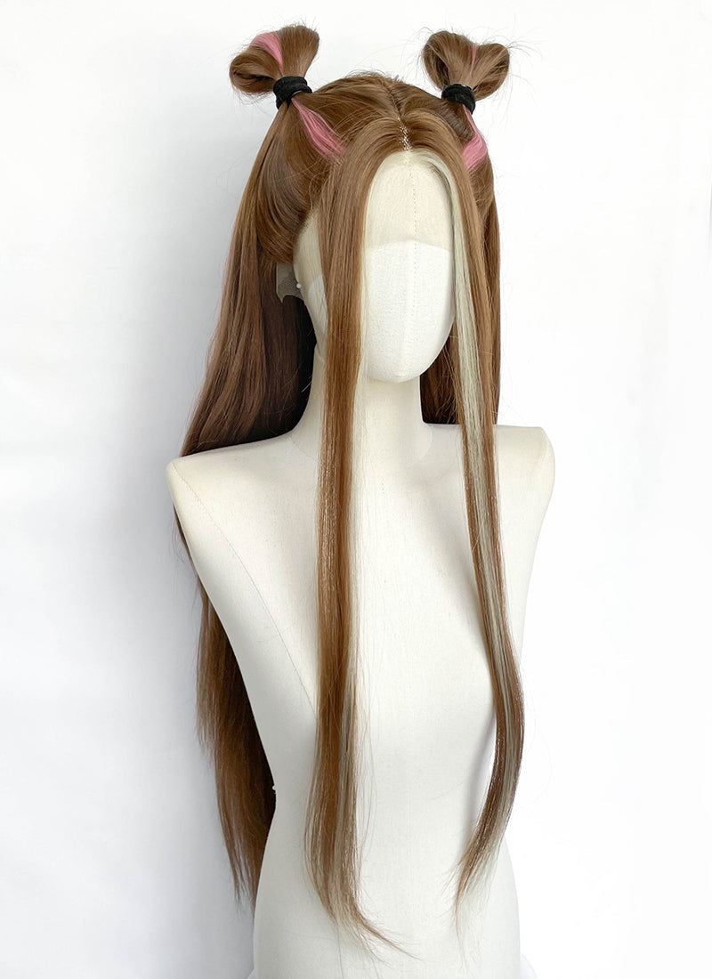 Winx Club Flora Brown Mixed Pink And Blonde Braided Lace Front Synthetic Hair Wig LF2198