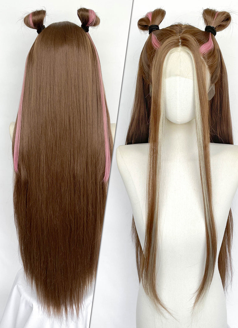 Winx Club Flora Brown Mixed Pink And Blonde Braided Lace Front Synthetic Hair Wig LF2198