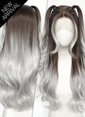 Brunette Silver Grey Ombre Braided Lace Front Synthetic Wig LF2201