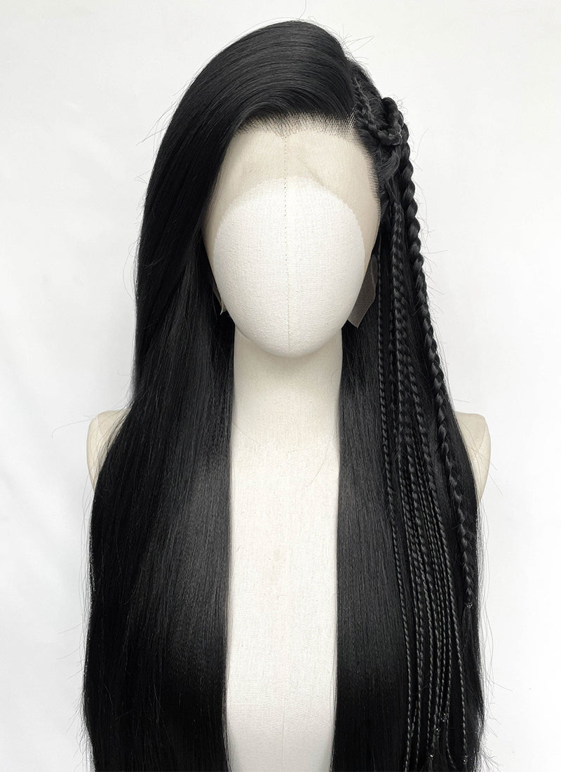 Black Braided Lace Front Synthetic Wig LF2204