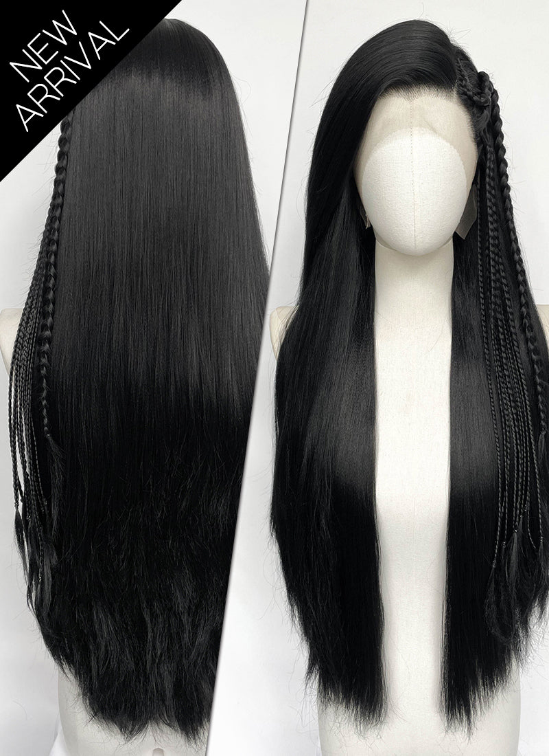 Black Braided Lace Front Synthetic Wig LF2204
