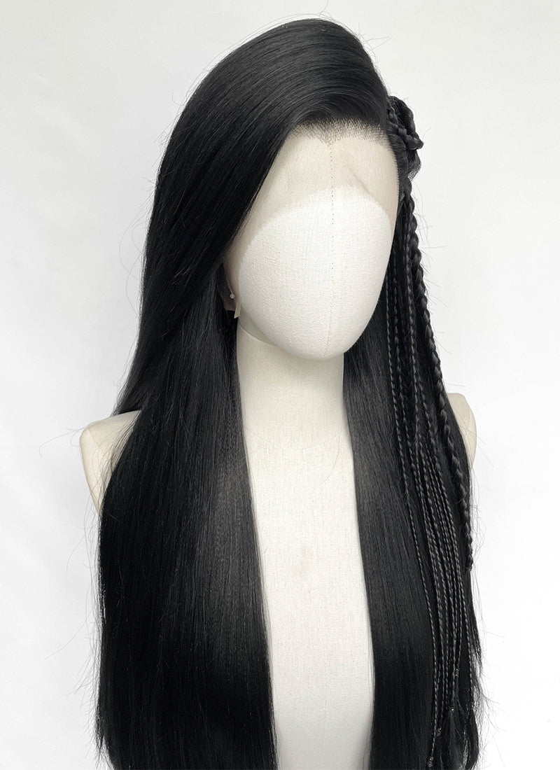 Black Braided Lace Front Synthetic Wig LF2204