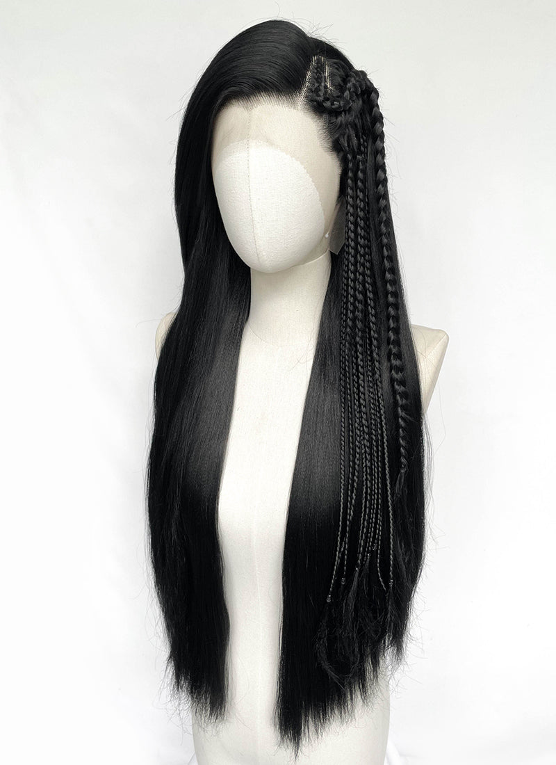 Black Braided Lace Front Synthetic Wig LF2204