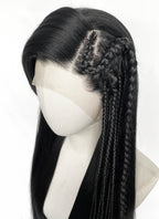 Black Braided Lace Front Synthetic Wig LF2204