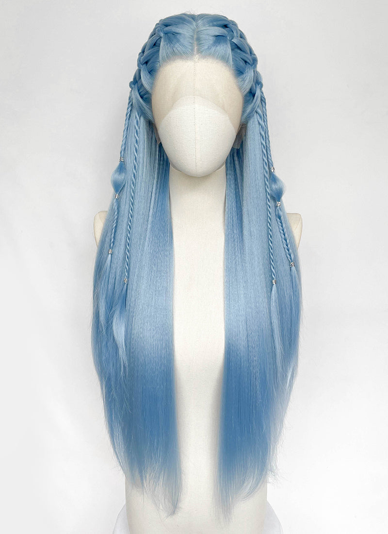 Pastel Blue Braided Lace Front Synthetic Wig LF2206