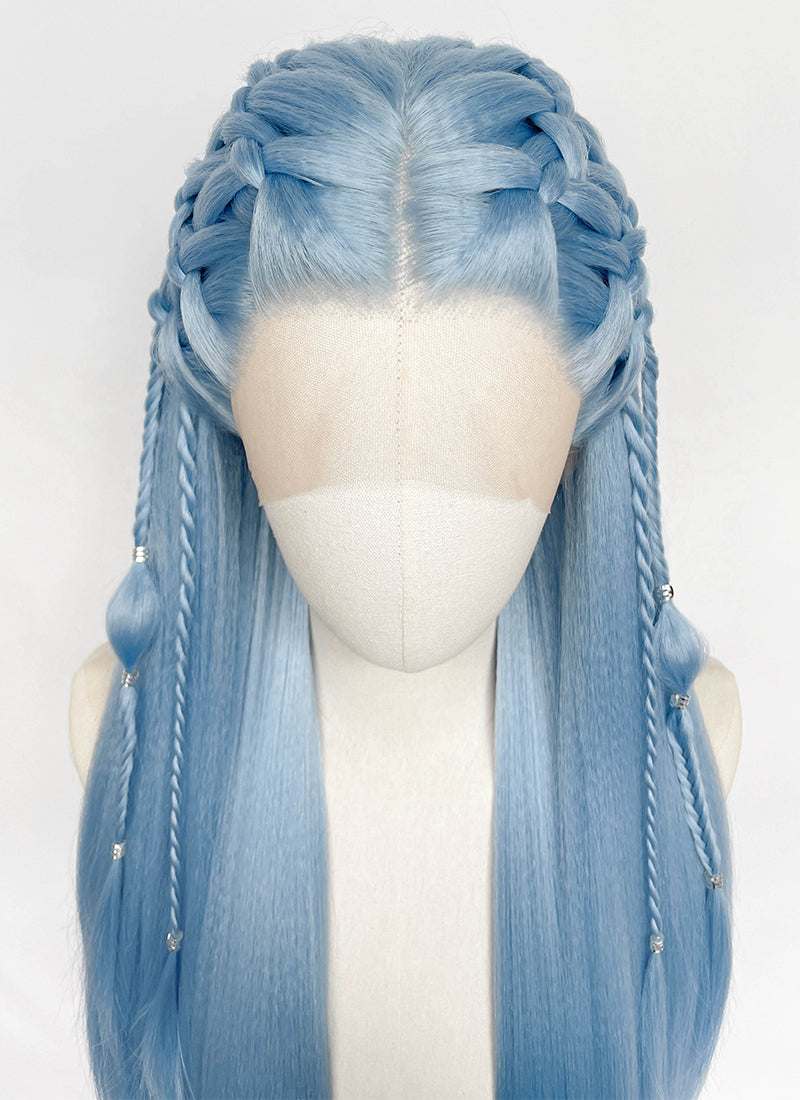 Pastel Blue Braided Lace Front Synthetic Wig LF2206