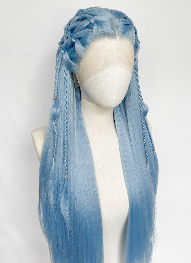 Pastel Blue Braided Lace Front Synthetic Wig LF2206