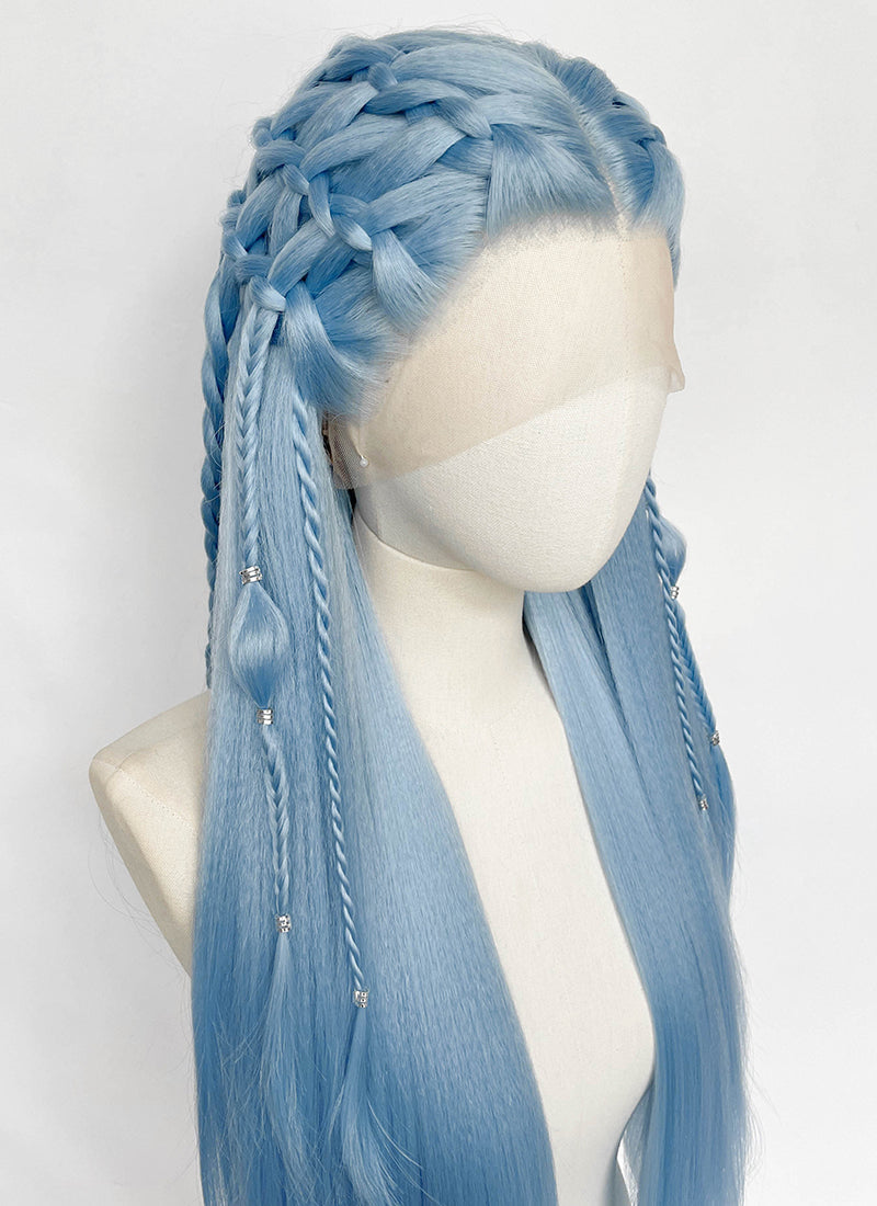 Pastel Blue Braided Lace Front Synthetic Wig LF2206
