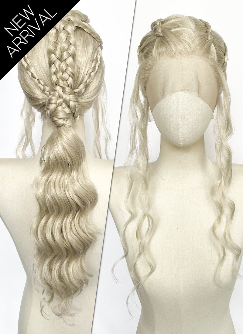 Game of Thrones Daenerys Targaryen Light Ash Blonde Braided Lace Front Synthetic Wig LF2210