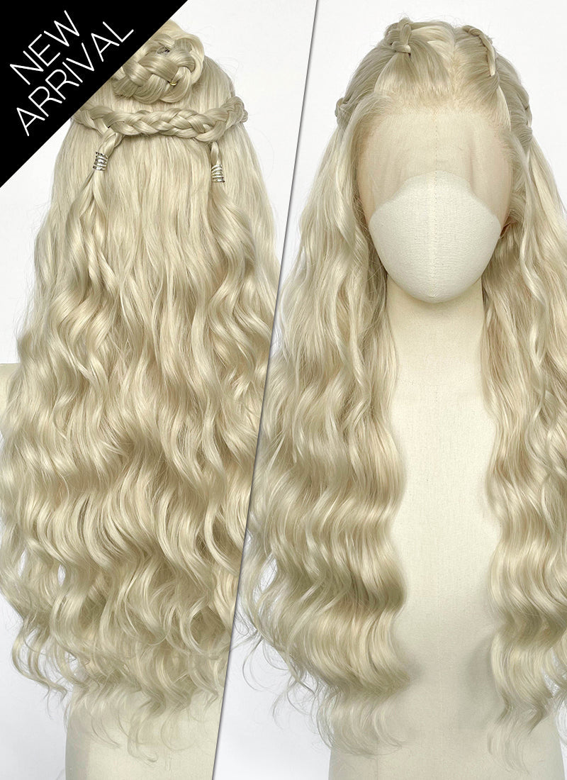 Game of Thrones Daenerys Targaryen Light Ash Blonde Braided Lace Front Synthetic Wig LF2211