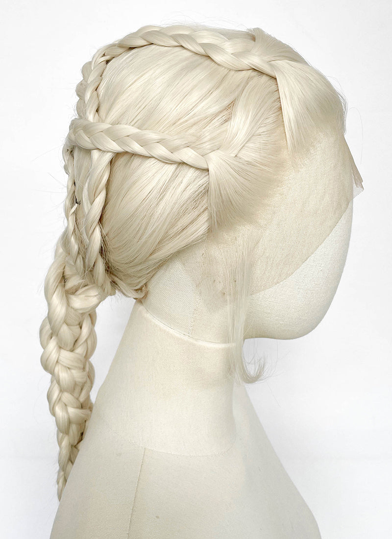 House of the Dragon Rhaenyra Targaryen Platinum Blonde Braided Lace Front Synthetic Wig LF2216