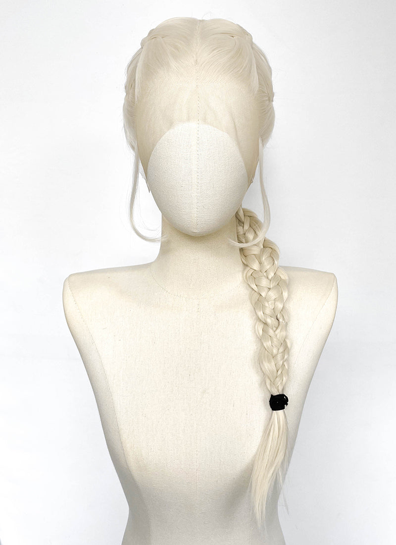 House of the Dragon Rhaenyra Targaryen Platinum Blonde Braided Lace Front Synthetic Wig LF2216