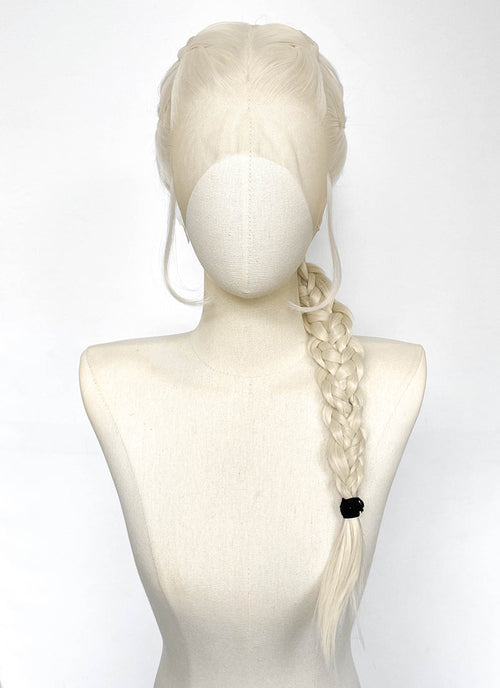 House of the Dragon Rhaenyra Targaryen Platinum Blonde Braided Lace Front Synthetic Wig LF2216