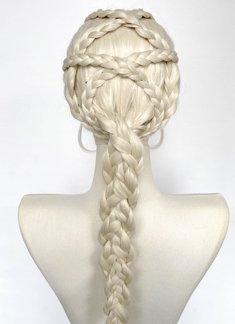 House of the Dragon Rhaenyra Targaryen Platinum Blonde Braided Lace Front Synthetic Wig LF2216
