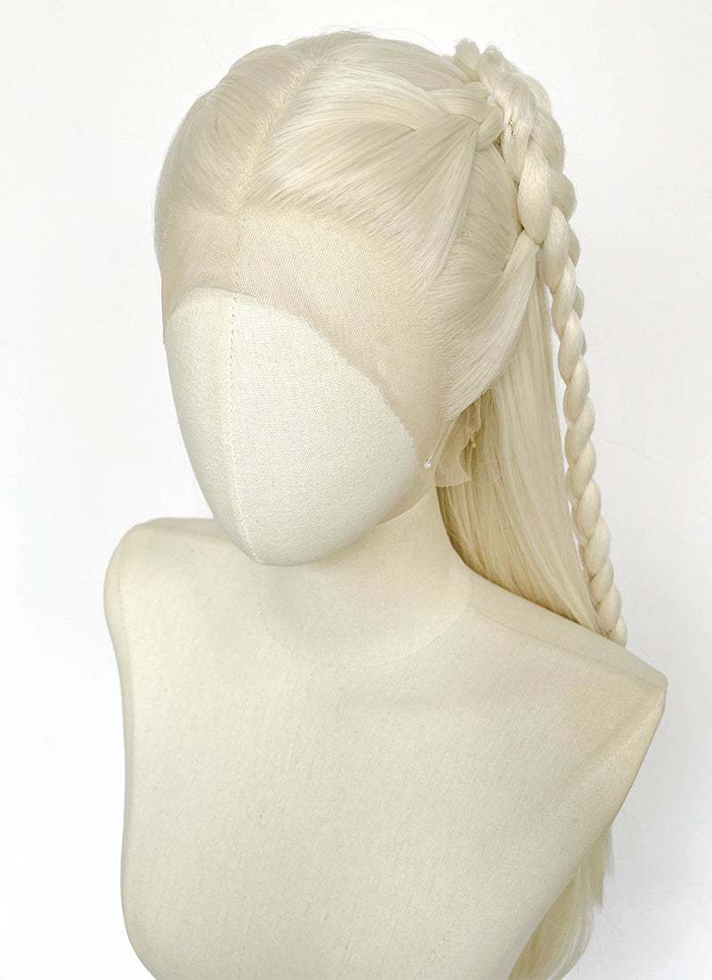 House of the Dragon Rhaenyra Targaryen Platinum Blonde Braided Lace Front Synthetic Wig LF2221