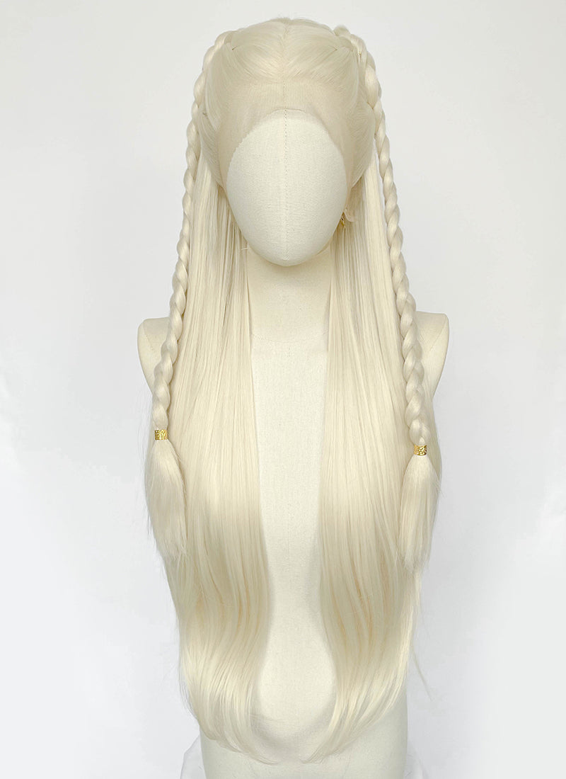 House of the Dragon Rhaenyra Targaryen Platinum Blonde Braided Lace Front Synthetic Wig LF2221