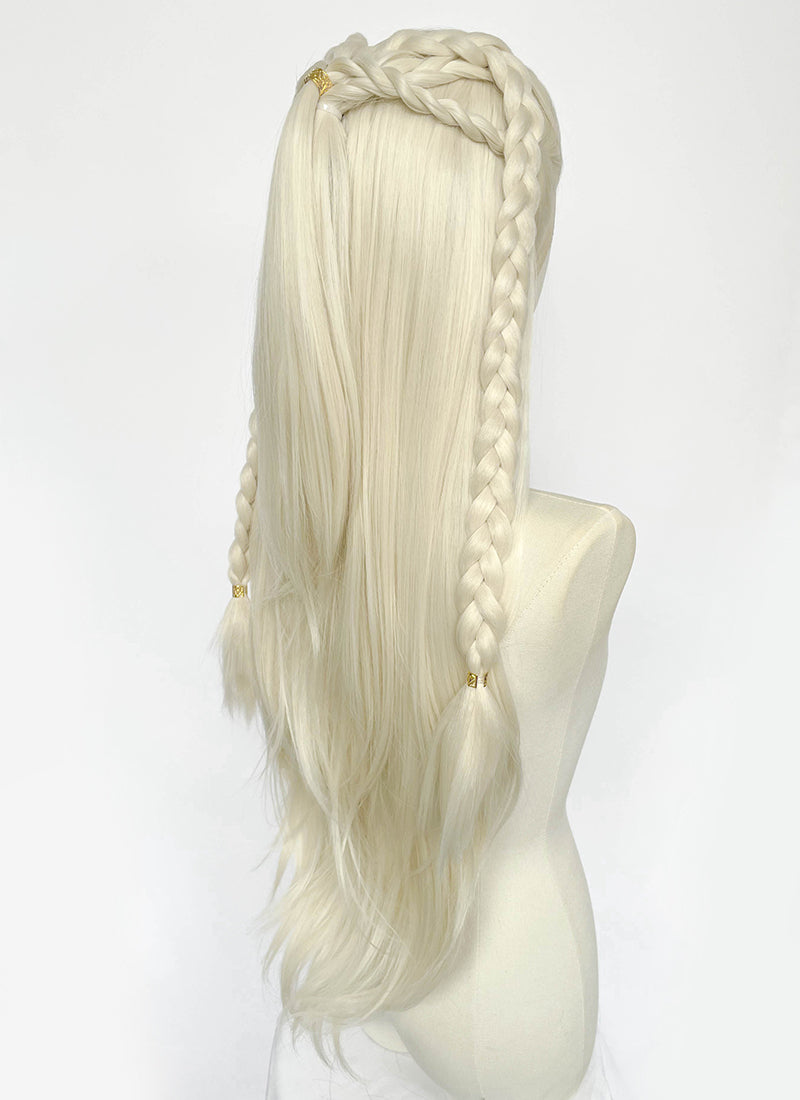 House of the Dragon Rhaenyra Targaryen Platinum Blonde Braided Lace Front Synthetic Wig LF2221