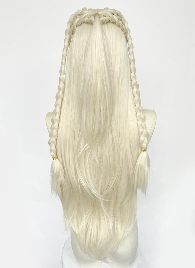 House of the Dragon Rhaenyra Targaryen Platinum Blonde Braided Lace Front Synthetic Wig LF2221
