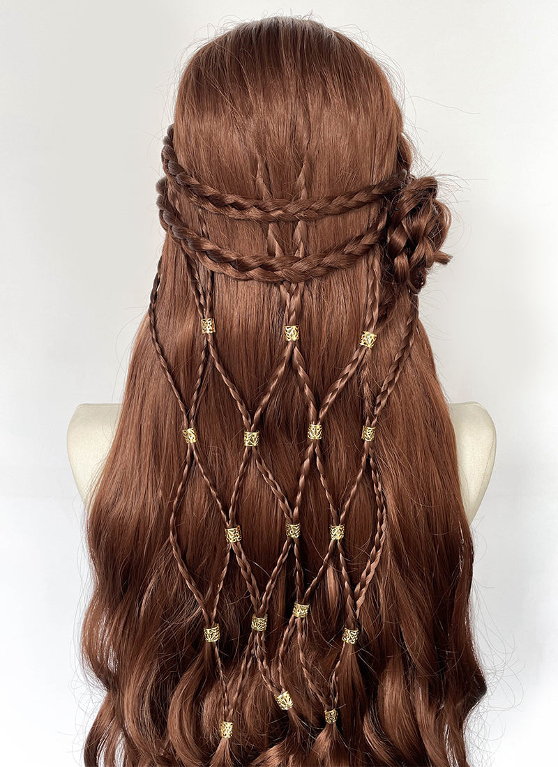 Reddish Brown Braided Lace Front Synthetic Wig LF2224
