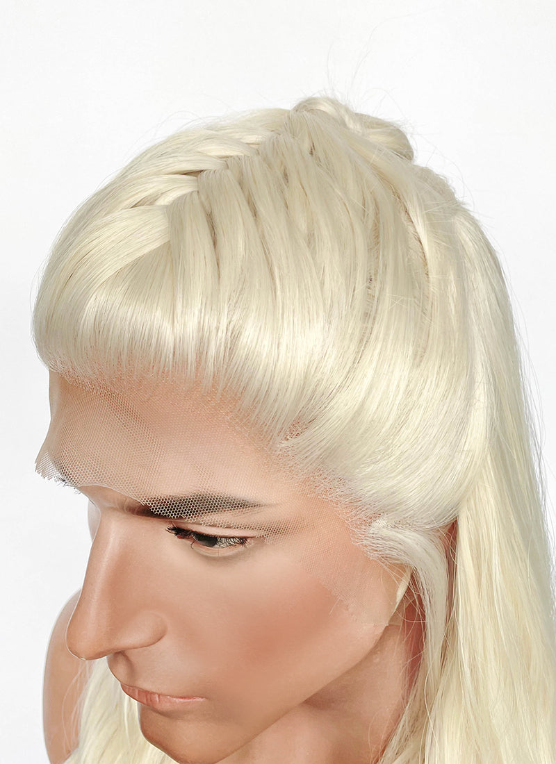 House Of Dragon Daemon Targaryen Platinum Blonde Braided Lace Front Synthetic Men's Wig LF2225