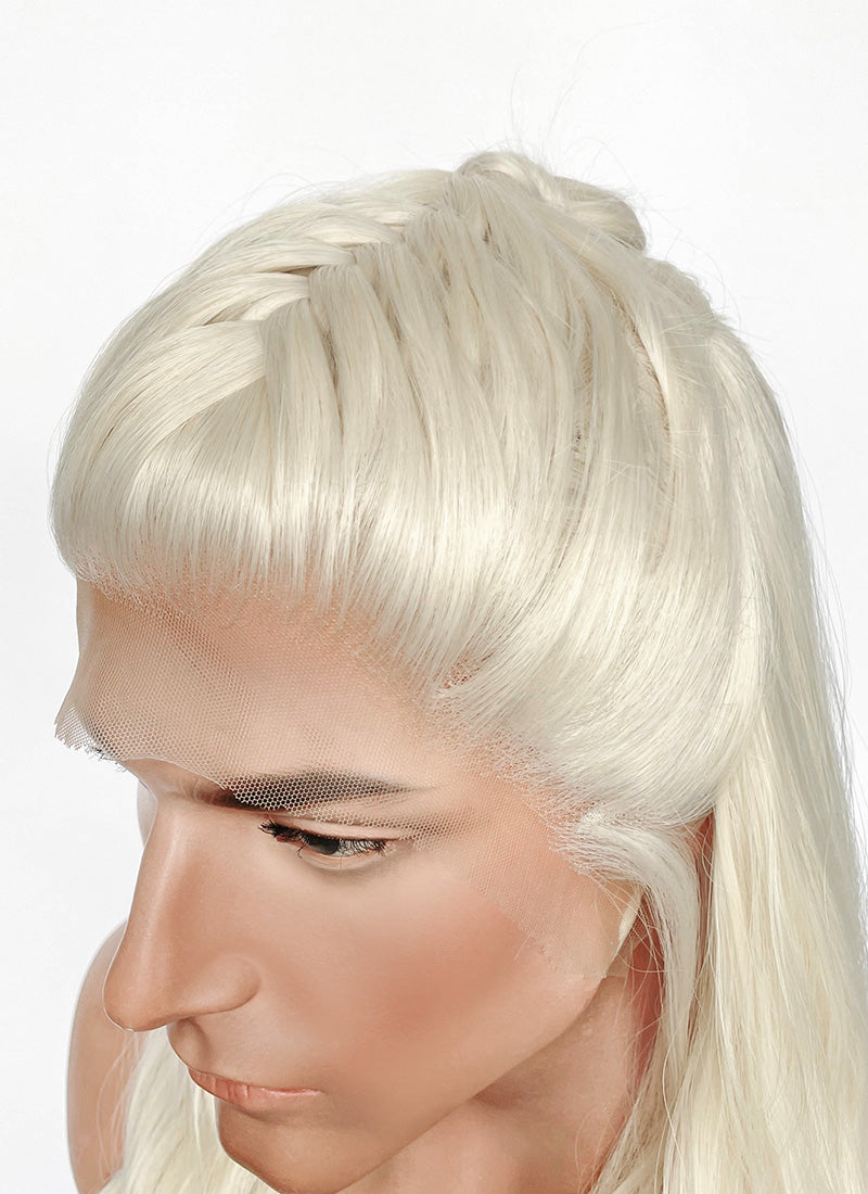 House Of The Dragon Daemon Targaryen Platinum Blonde Braided Lace Front Synthetic Men's Wig LF2225