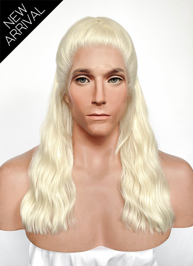 House Of Dragon Daemon Targaryen Platinum Blonde Braided Lace Front Synthetic Men's Wig LF2225
