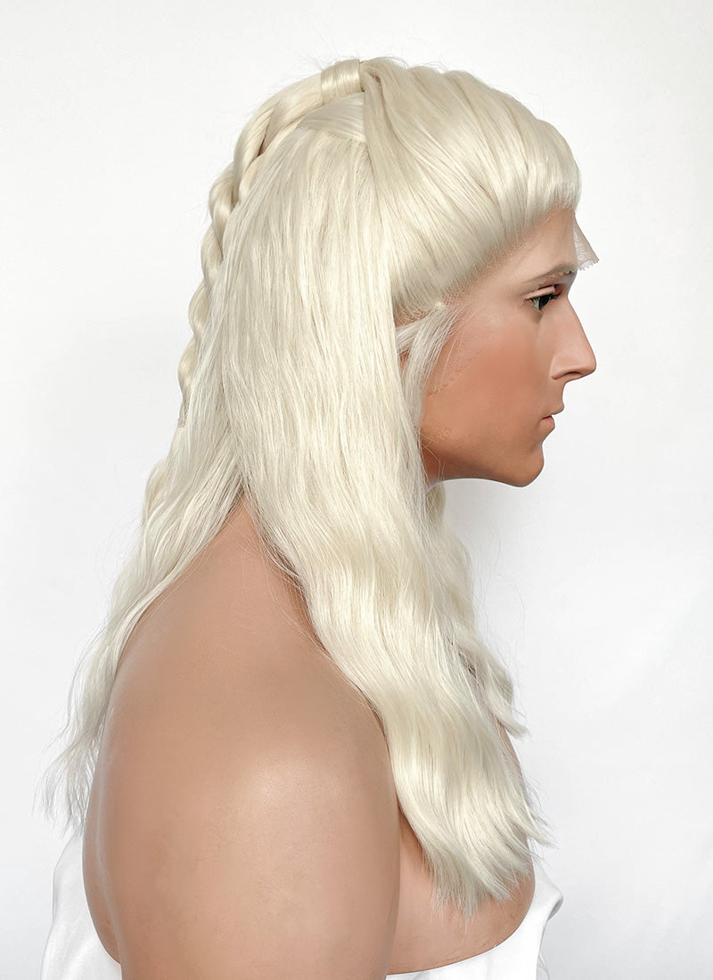 House Of The Dragon Daemon Targaryen Platinum Blonde Braided Lace Front Synthetic Men's Wig LF2225