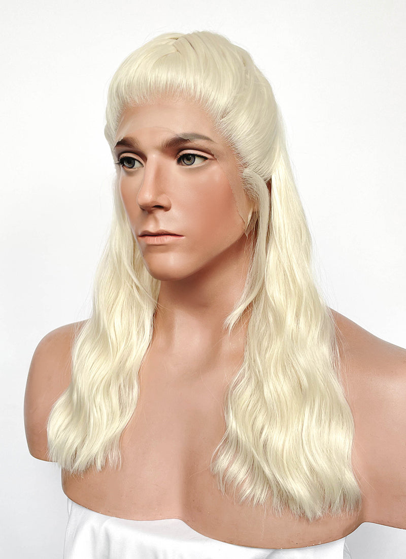 House Of Dragon Daemon Targaryen Platinum Blonde Braided Lace Front Synthetic Men's Wig LF2225