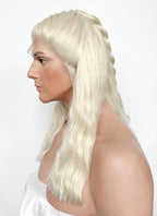 House Of The Dragon Daemon Targaryen Platinum Blonde Braided Lace Front Synthetic Men's Wig LF2225